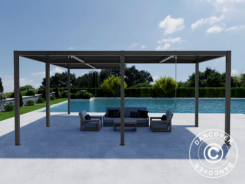 Bioklimatische Pergola Pavillon San Pablo Alu+, 3x4m, 4x5,8m, Schwarz, 2 Stk. - immagine 4