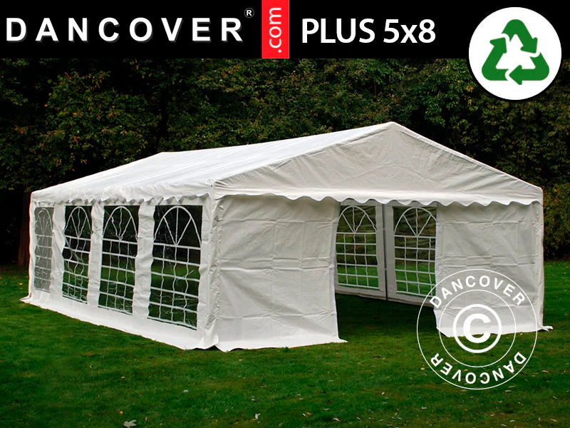 Partyzelt PLUS 5x8m PE 700, Weiß - immagine 2