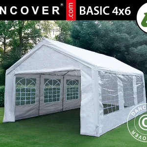 Partyzelt Basic 4x6m PE 500, Weiß