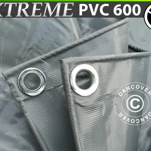 Plane 6x8m, PVC 600g/m², Grau, Flammenhemmend